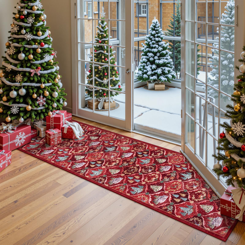 The Holiday Aisle® Laraven Christmas World Full-Coverage Rug